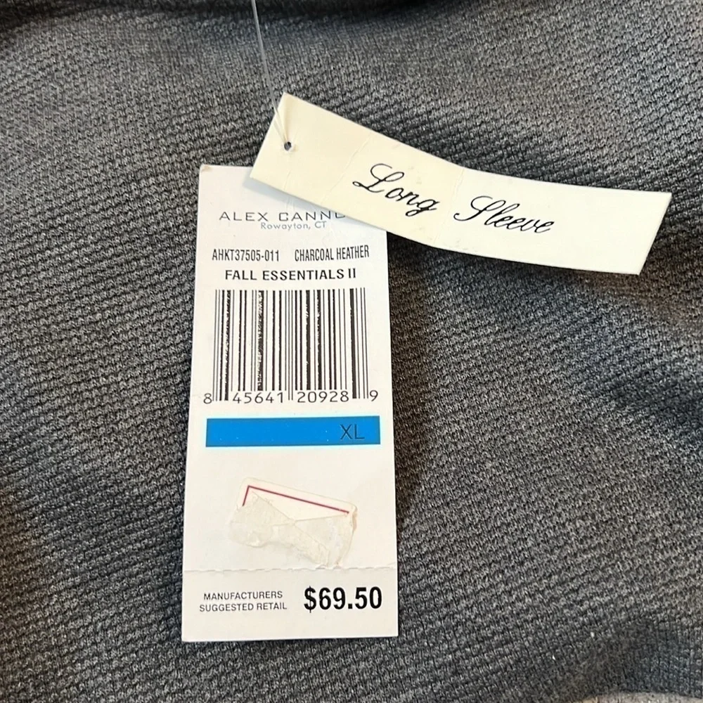 Alex Cannon NWT Men’s long sleeve XL Charcoal Heather pullover shirt - Picture 7 of 11